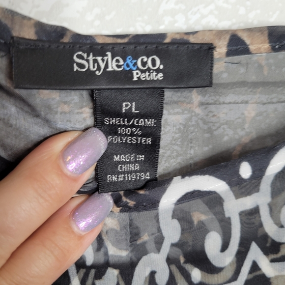 Style & Co. Petite Black White Tan Leopard Print Sheer Chiffon Caftan Cami Set - Picture 5 of 5